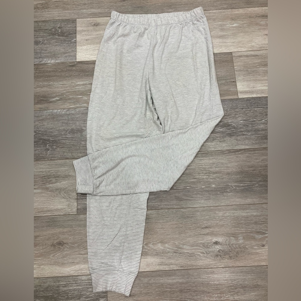 H&M Grey and White Horizontal Striped Pajama Lounge Pants Small